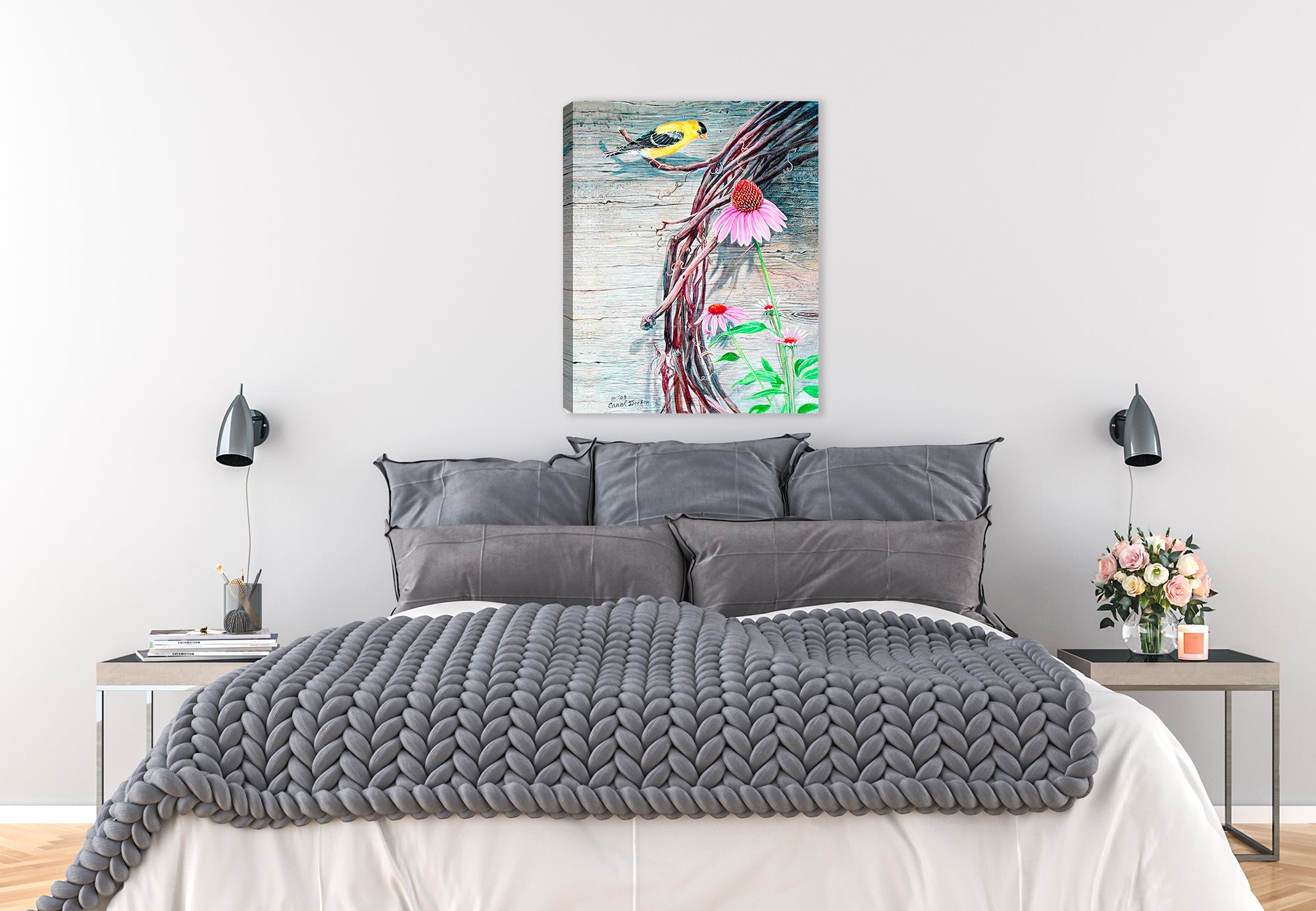 American Goldfinch on Vine -  on Bedroom Room Wall