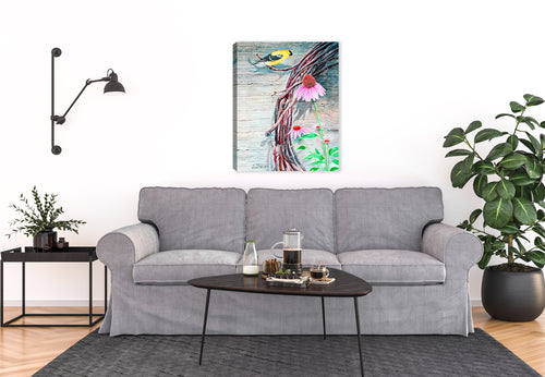 American Goldfinch on Vine -  on Living Room Wall