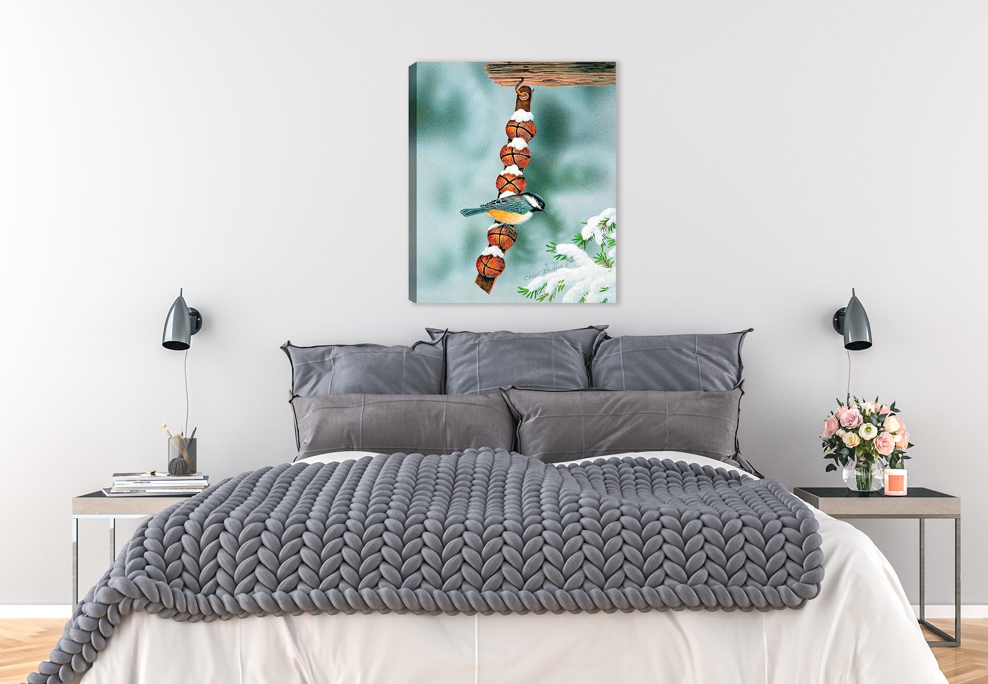 Are you Listening painting by Carol Decker - on Canvas hanging on Bedroom Wall