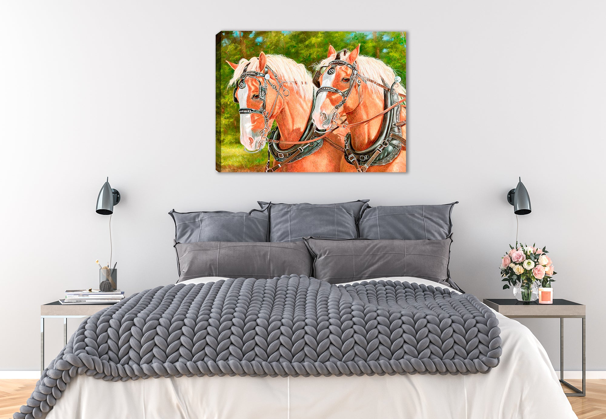 Buck and Babe - on Canvas hanging on bedroom wall.