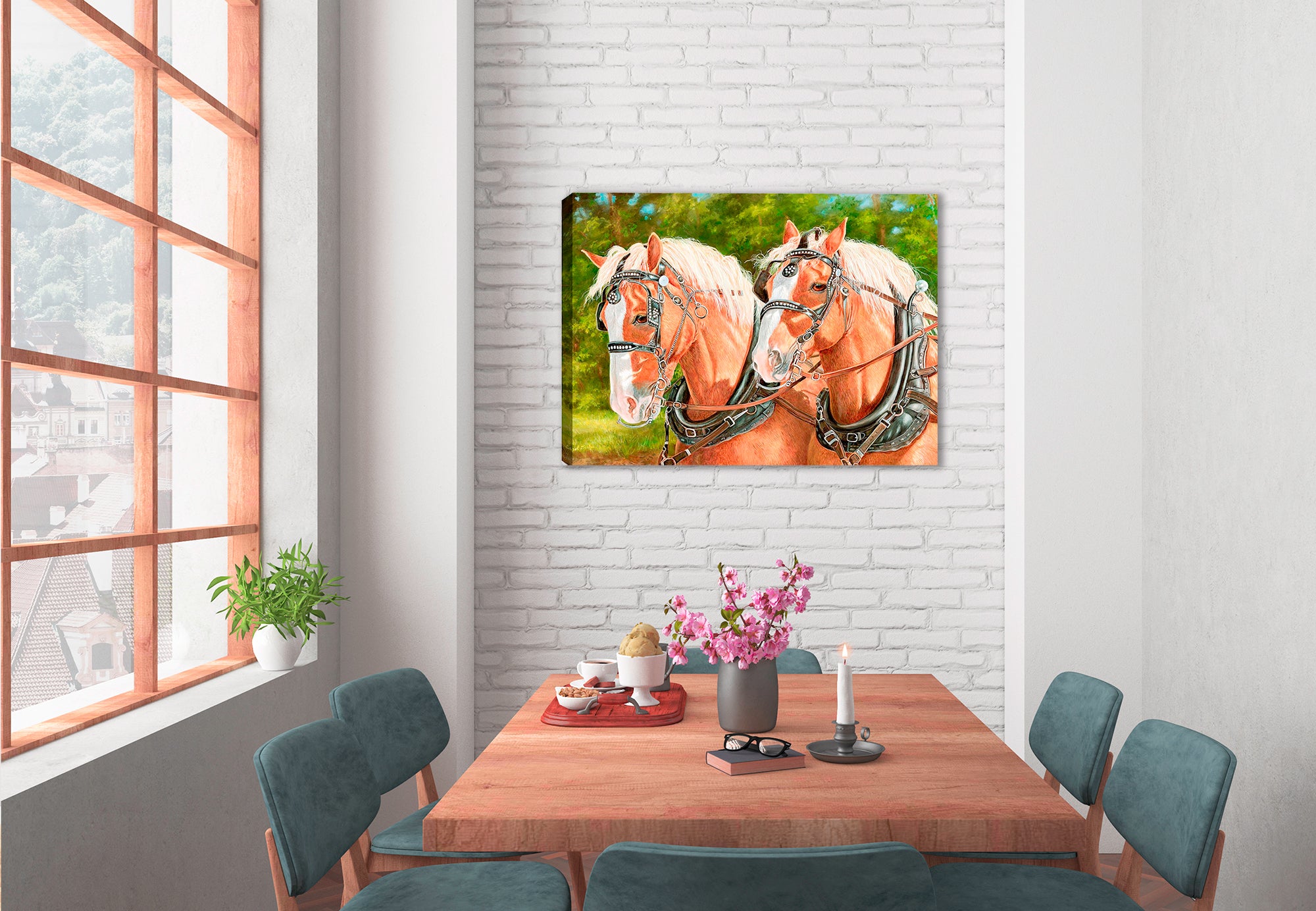 Buck and Babe - on Canvas hanging on dining room wall.