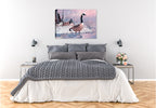 Canada Goose Painting on Canvas hung of a Bedroom Wall.