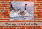 Canada Goose Painting on Canvas hung of a Outdoor Brick Patio Wall Living Room Wall - Waterproofed.