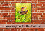 Chipmunk on Sunflower Painting on Canvas - Hung on  on Outdoor Brick Patio Wall - Waterproof