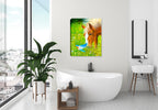 Dinner for Two - Horse and Bluebird - Painting on Canvas - Hung on Bathroom Wall