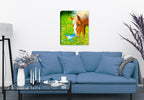 Dinner for Two - Horse and Bluebird - Painting on Canvas - Hanging on Living Room Wall