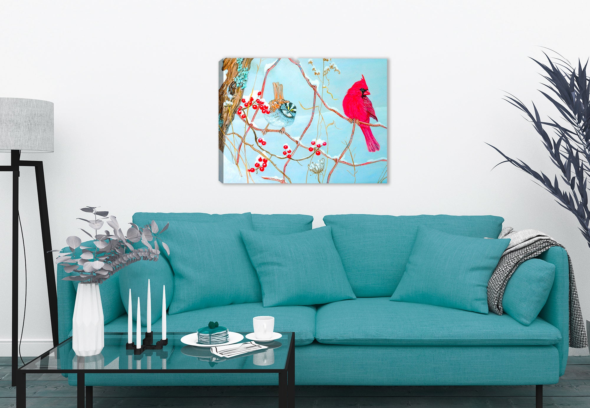 Cardinal Painting - Hung on Living Room Wall