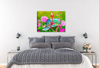 Garden Glory House Wrens by Carol Decker - Hung on Bed Room Wall