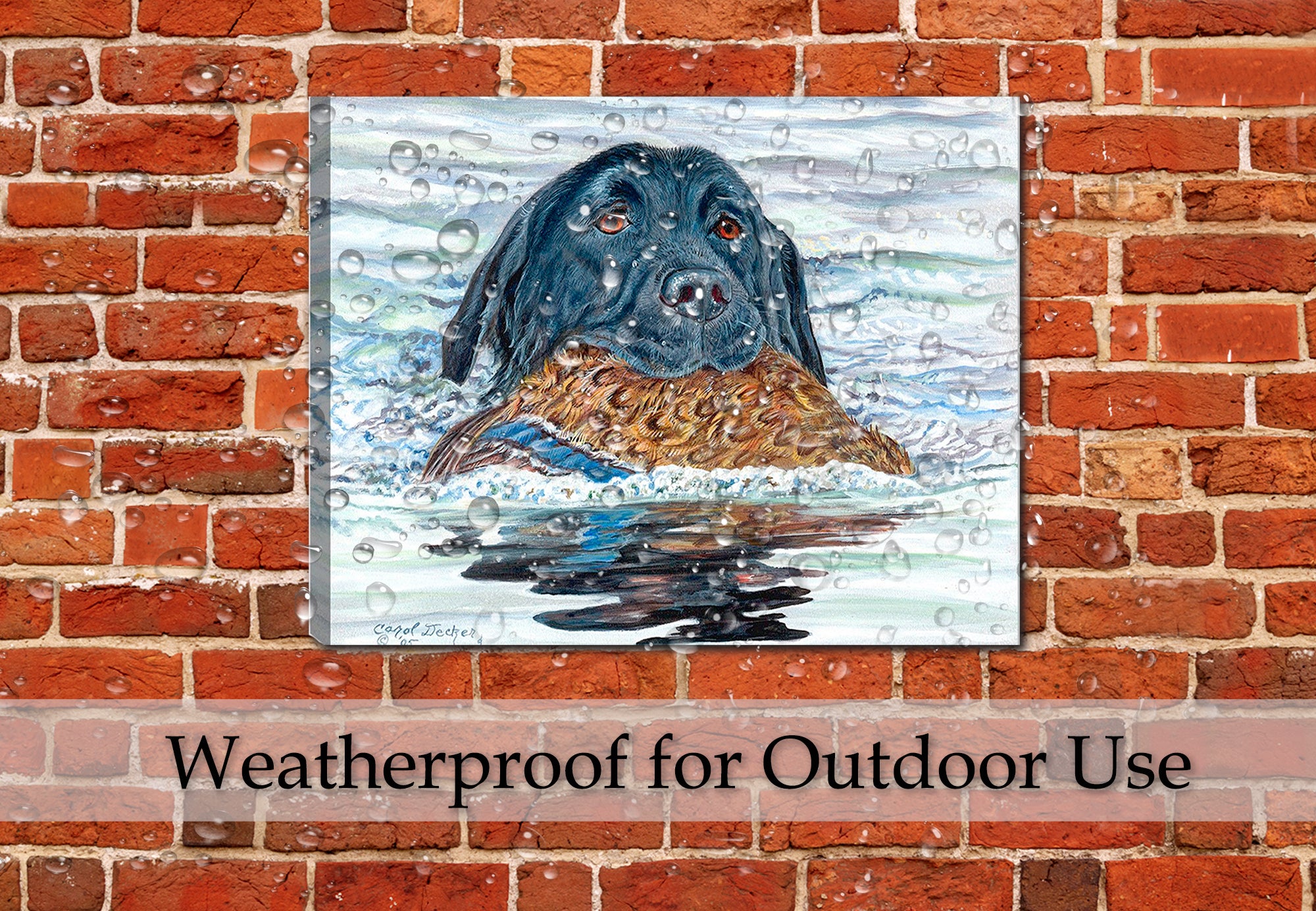 Good Boy - Black Lab by Carol Decker - on Canvas Wrap - Hanging on Outdoor Patio Wall - Waterproof for Outdoor Use.