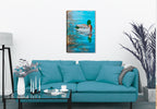Grooming Mallard by Carol Decker - on Canvas - Hung on Living Room Wall