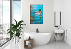 Grooming Mallard by Carol Decker - on Canvas - Hung on Bathroom Wall