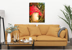 Hummingbird and Flowers -Painting printed on  Canvas - Hanging on Living Room Wall.