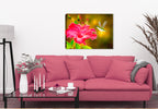 Hummingbird & Hibiscus - Painting printed on Canvas - Hanging on Living Room Wall