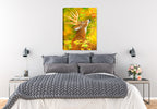 Painting of a Deer reaching for an Apple printed on Canvas - Hung on  Bedroom Wall