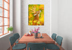 Painting of a Deer reaching for an Apple printed on Canvas - Hung on  Dining Room Wall