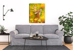 Painting of a Deer reaching for an Apple printed on Canvas - Hung on  Living Room Wall