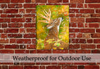 Painting of a Deer reaching for an Apple printed on Canvas - Hung on  an Outdoor Patio Wall - Waterproof Canvas Print