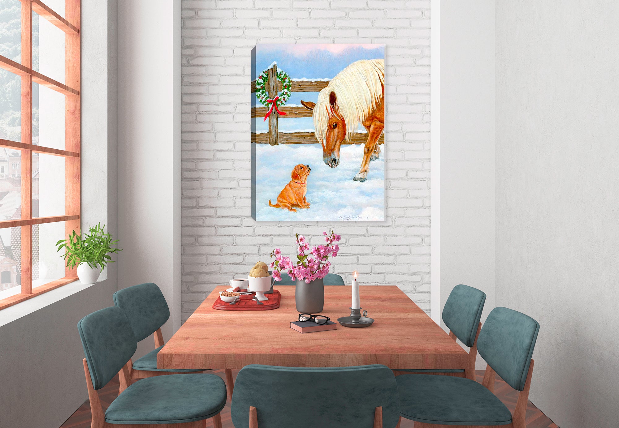 Making Friends   - Painting printed on Canvas. Hanging on Dining Room Wall.