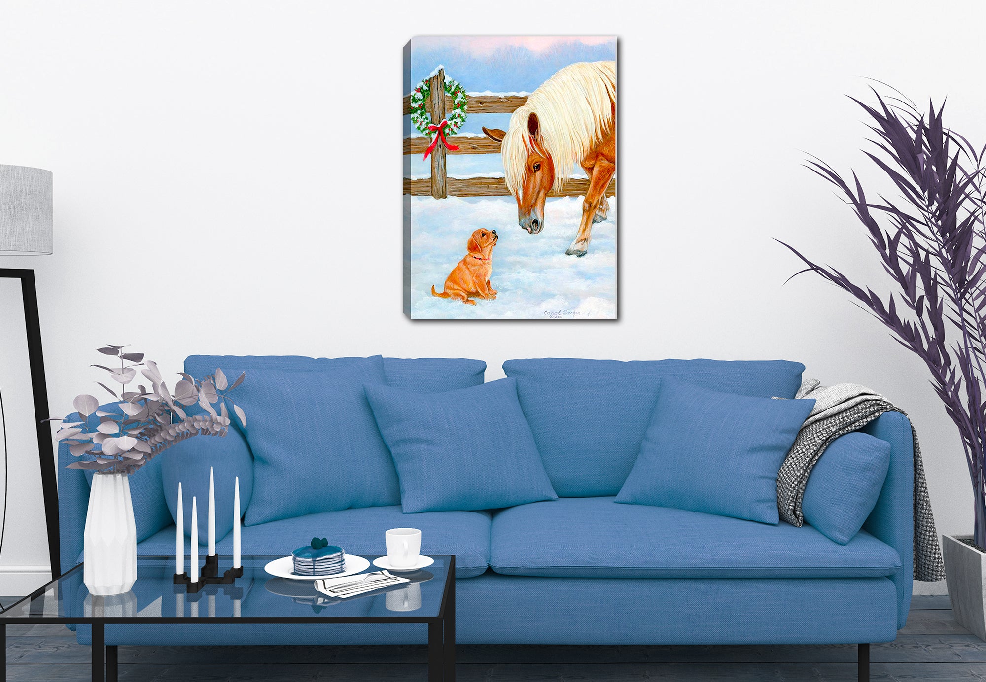 Making Friends   - Painting printed on Canvas. Hanging on Living Room Wall.