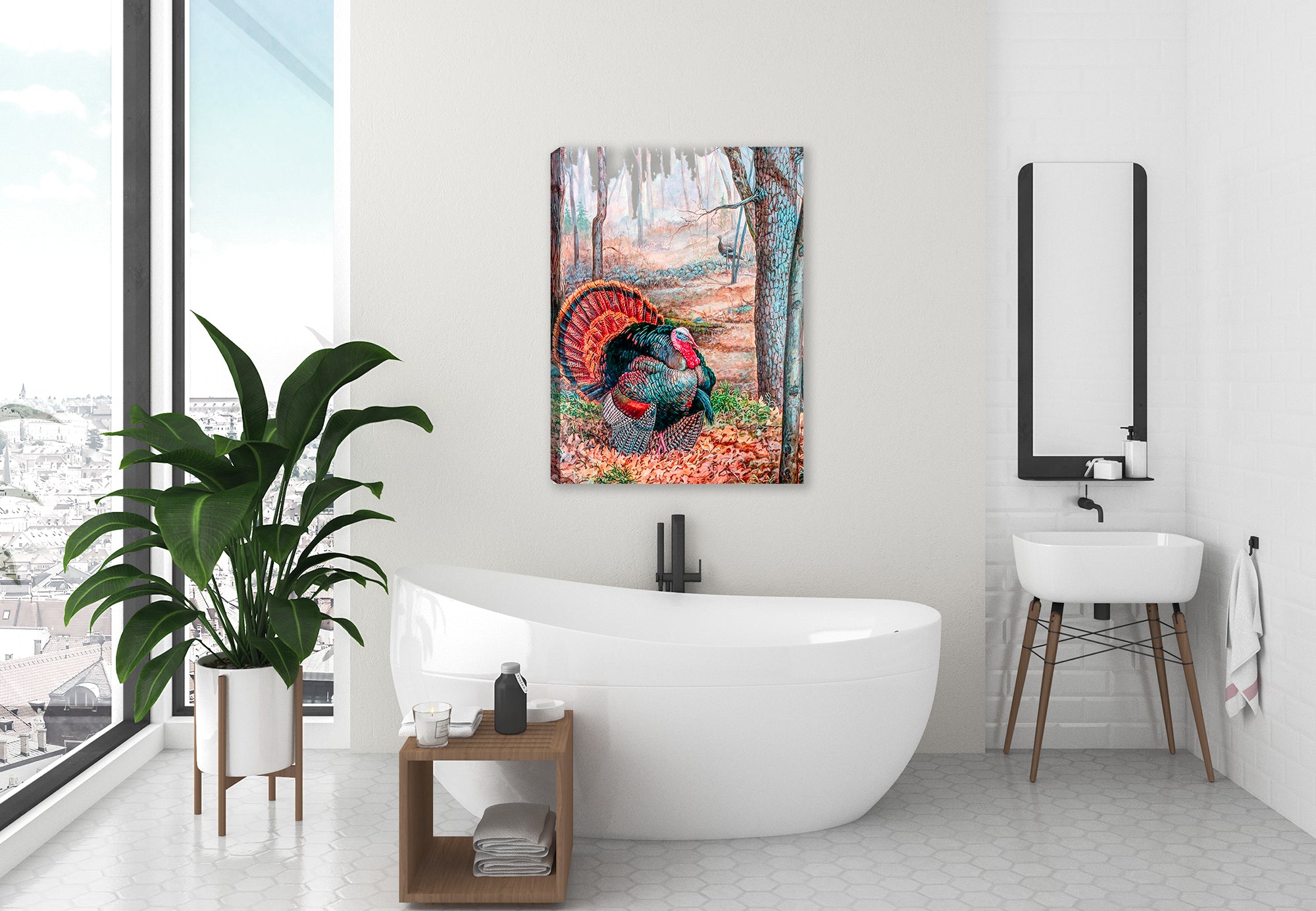 Spring Rendezvous Turkey - Painting printed on Canvas - Hanging on Bathroom Wall