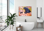 The Bear Creek Gang - Painting of Mama Bear and 3 Cubs  by Carol Decker - Printed on Canvas - Hung on Bathroom Wall