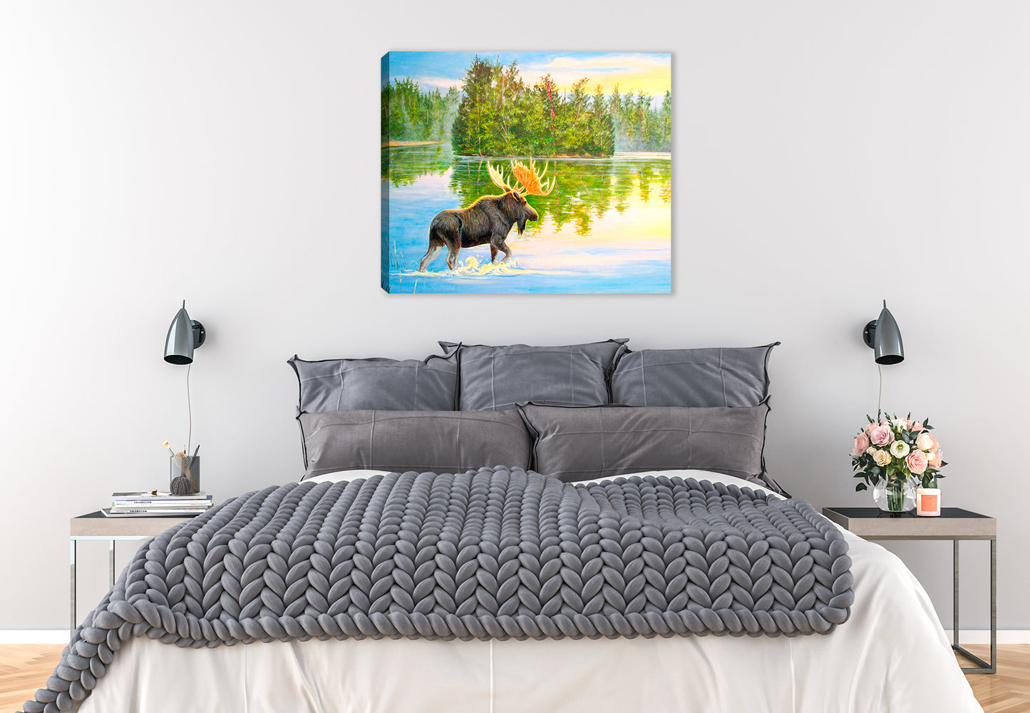 Wilderness Lake - Moose Painting