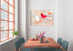 Painting of "Winter Beauty Cardinal" by Carol Decker - Printed on Waterproof Canvas - Hanging on Dining Room Wall 