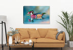Wood Duck - Fine Art Painting  -Printed on Canvas - Hanging on Living Room Wall -1.