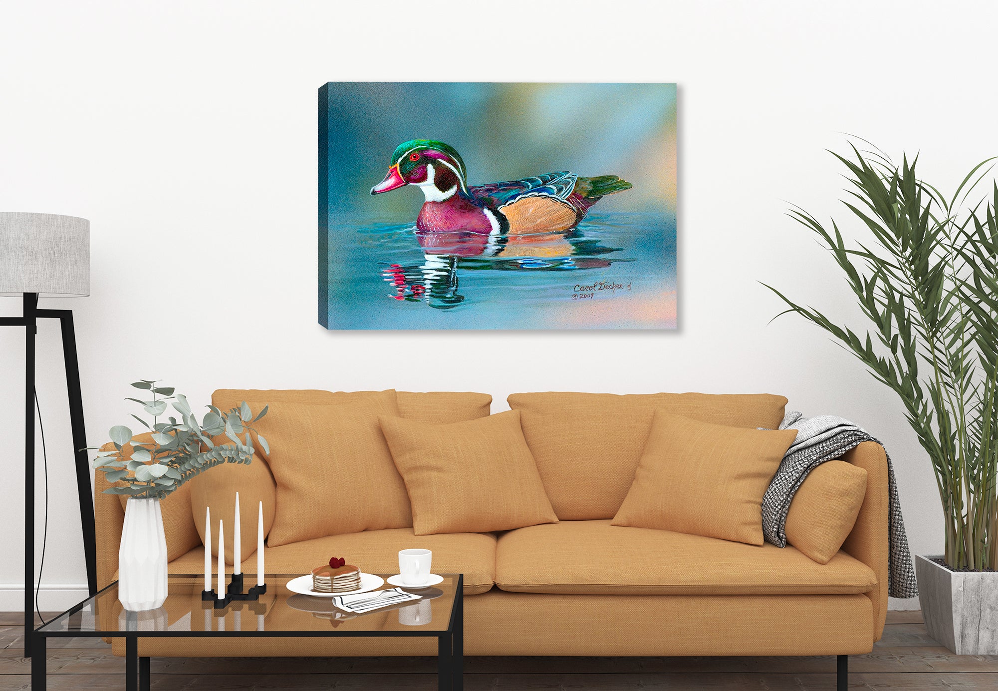 Wood Duck - Fine Art Painting  -Printed on Canvas - Hanging on Living Room Wall -1.