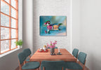 Wood Duck - Fine Art Painting  -Printed on Canvas - Hanging on Dining Room Wall.