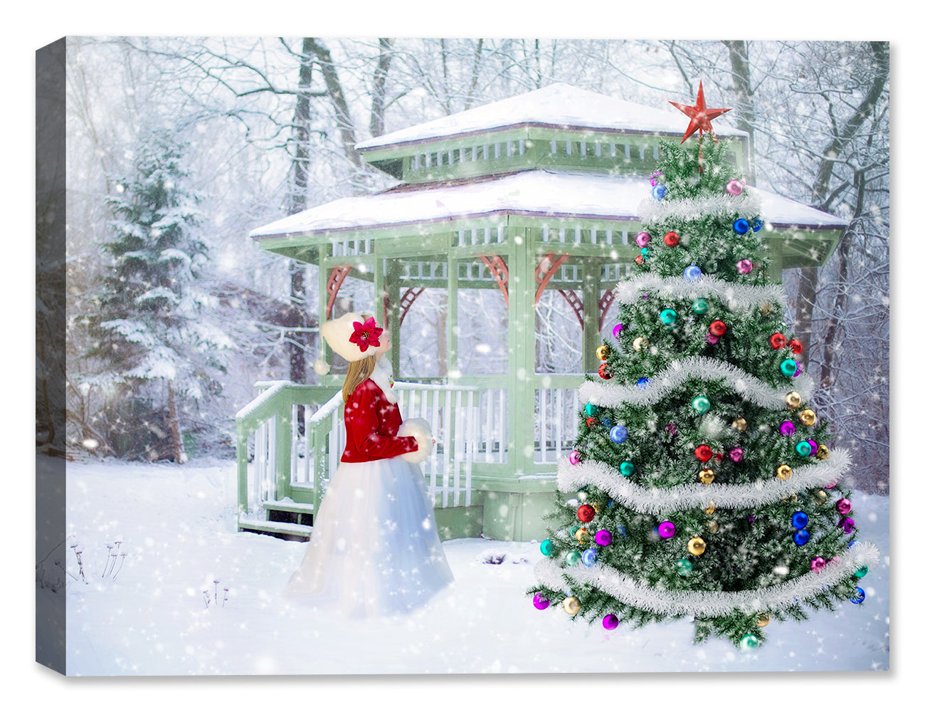 Christmas Tree and Snow - Canvas Art