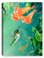 Hummingbird and Trumpet - Painting Printed on Canvas 