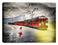Fine Art Painting of a young girl with a Lateran walking toward the polar express Christmas train.  Printed on Canvas 