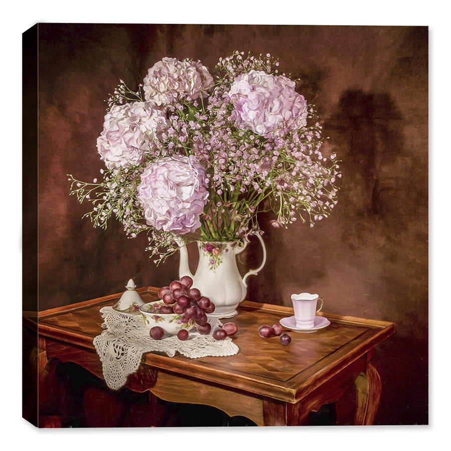 Hydrangea in Vase - Still Life Painting - Canvas Art Plus
