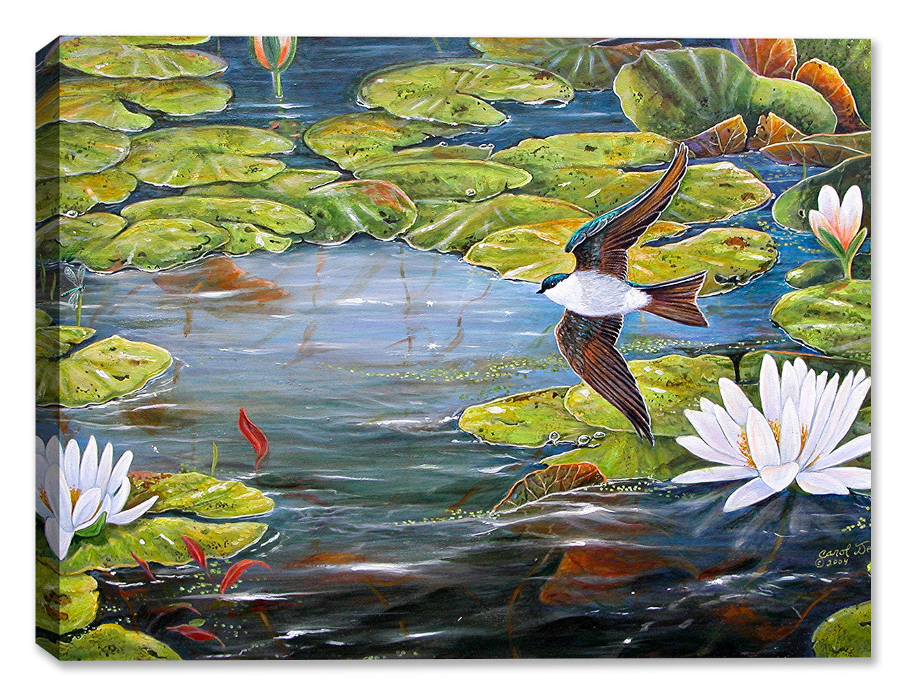 Tree Swallows and Lilies by Carol Decker - Canvas Art Plus